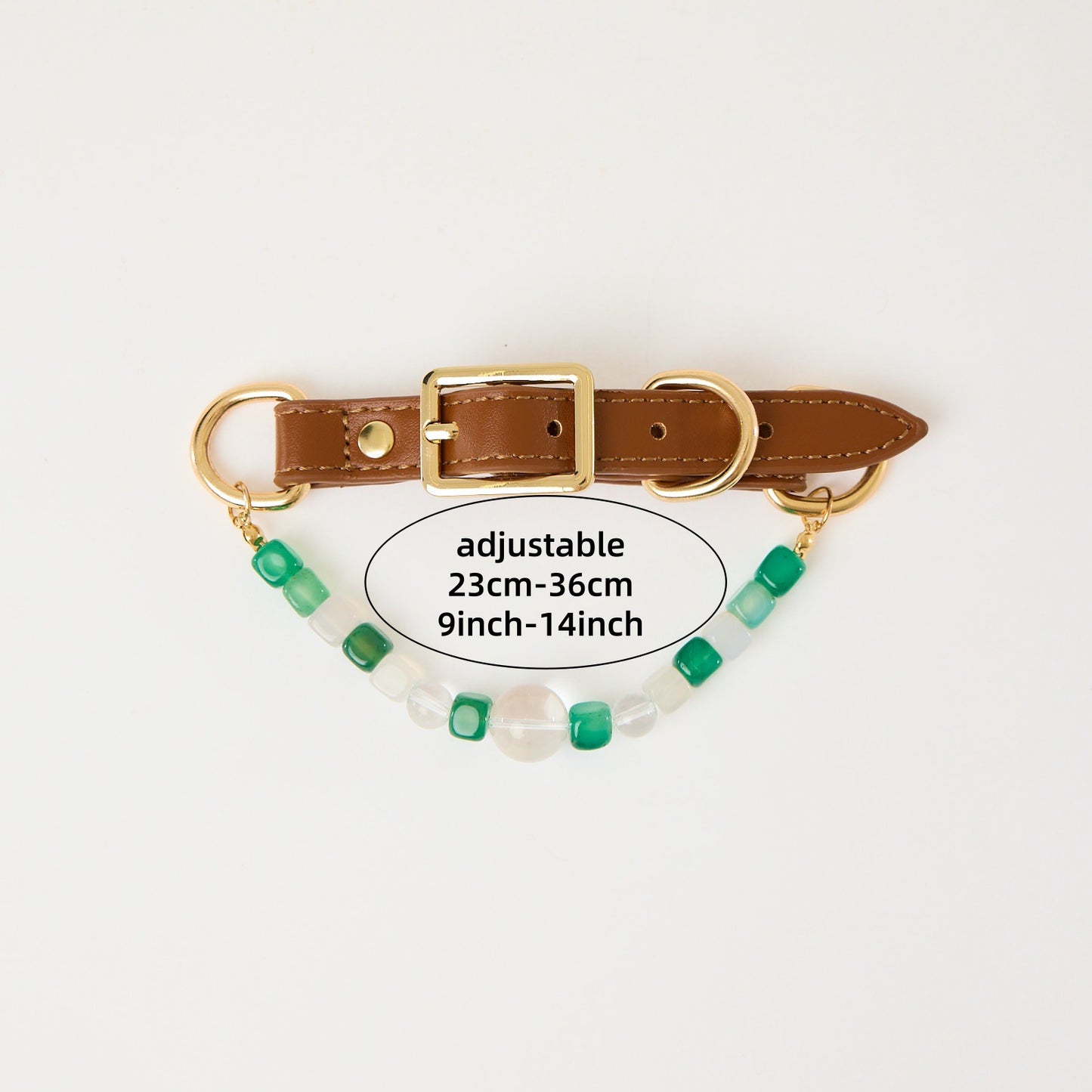 Handcraft Green Crystal Leather Collar